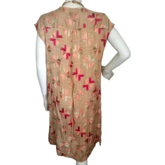 Free People Boho Embroidered Long Tunic Top Women Size 4 - Picture 3 of 9